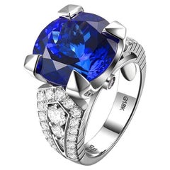 12 Carat Tanzanite Ring 18 Karat White Gold