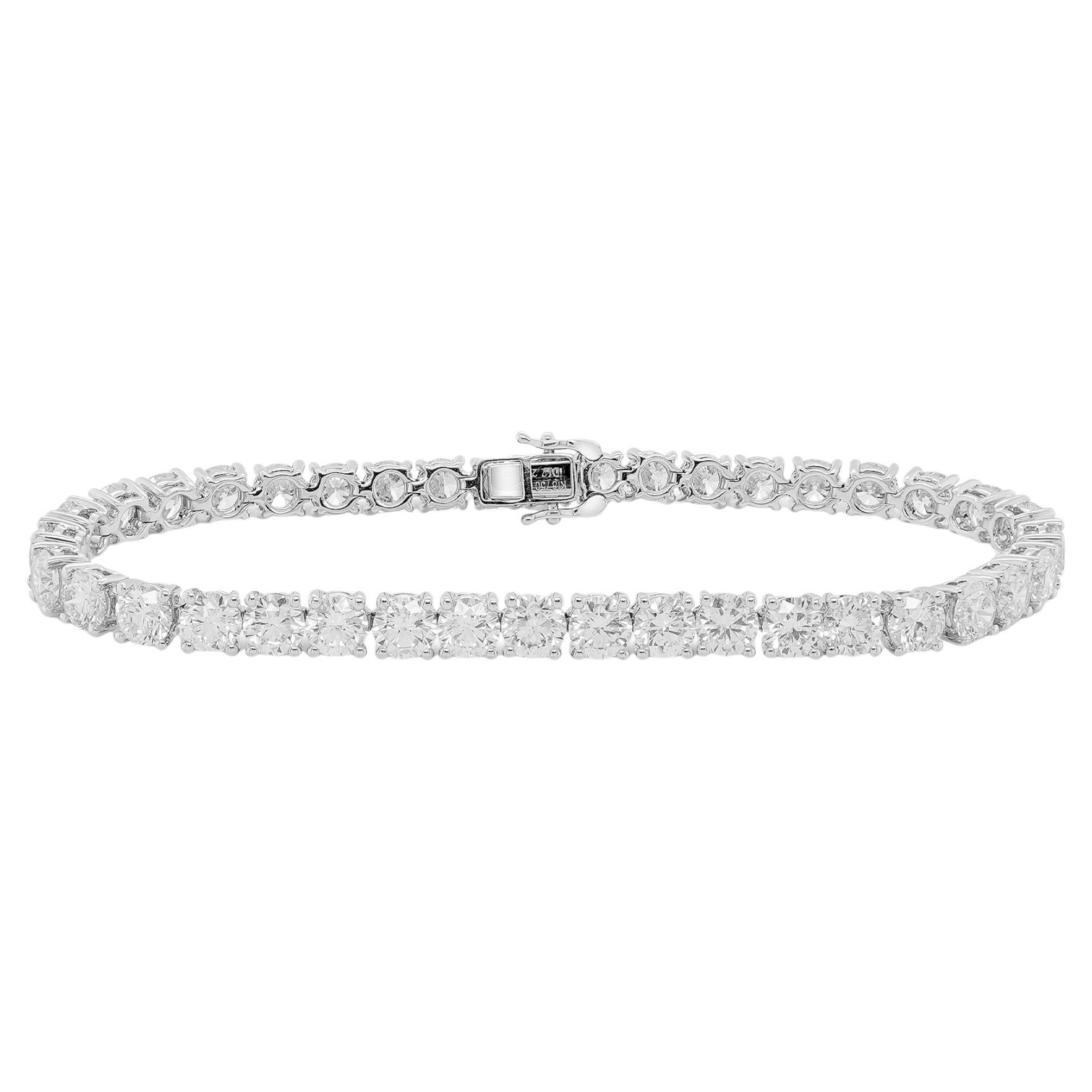 Eterno Diamante Blanco "Pulsera de Tenis" de 12 Quilates : Un Círculo de Destellos Infinitos en venta