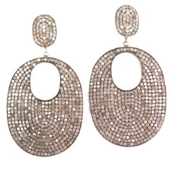 12 Carat Total Weight Diamond and Sterling Silver Dangle Earrings