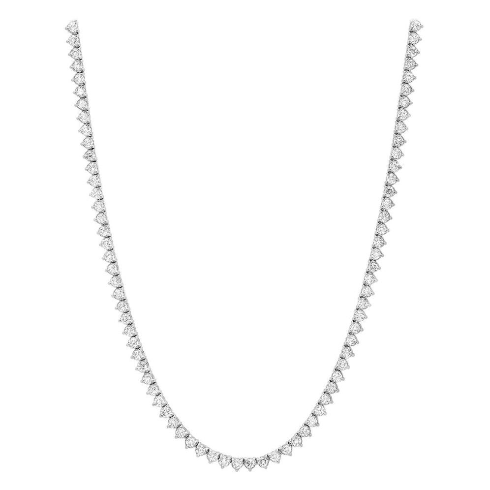 12 Carat Total Weight Heart and Arrow F VVS2 Diamond Single Line Necklace
