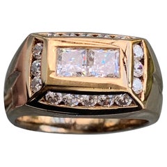 Retro 1.2 Carat TW Men's Diamond Ring / Wedding Ring / Band, 14 Karat Gold Heavy