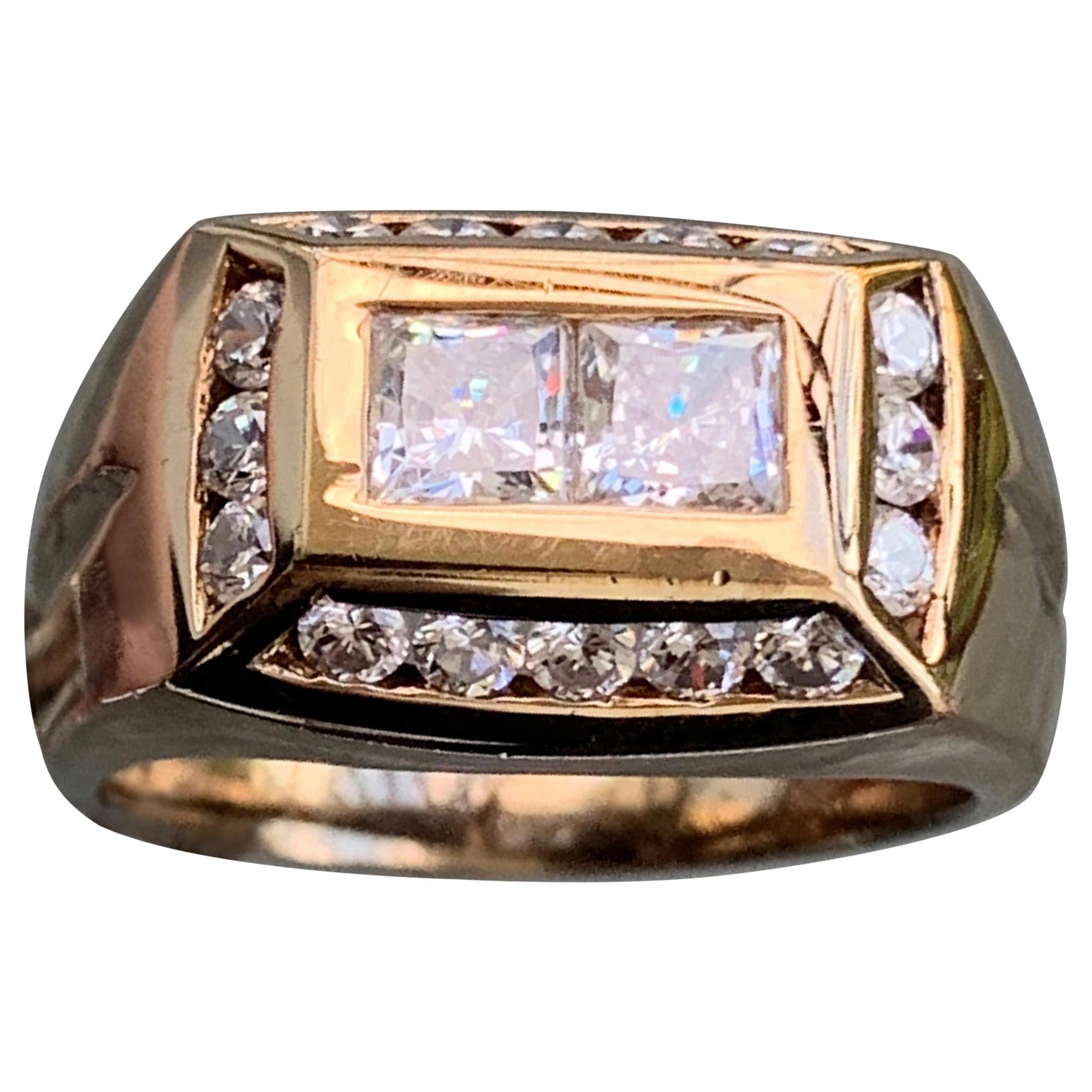 1.2 Carat TW Men's Diamond Ring / Wedding Ring / Band, 14 Karat Gold Heavy For Sale