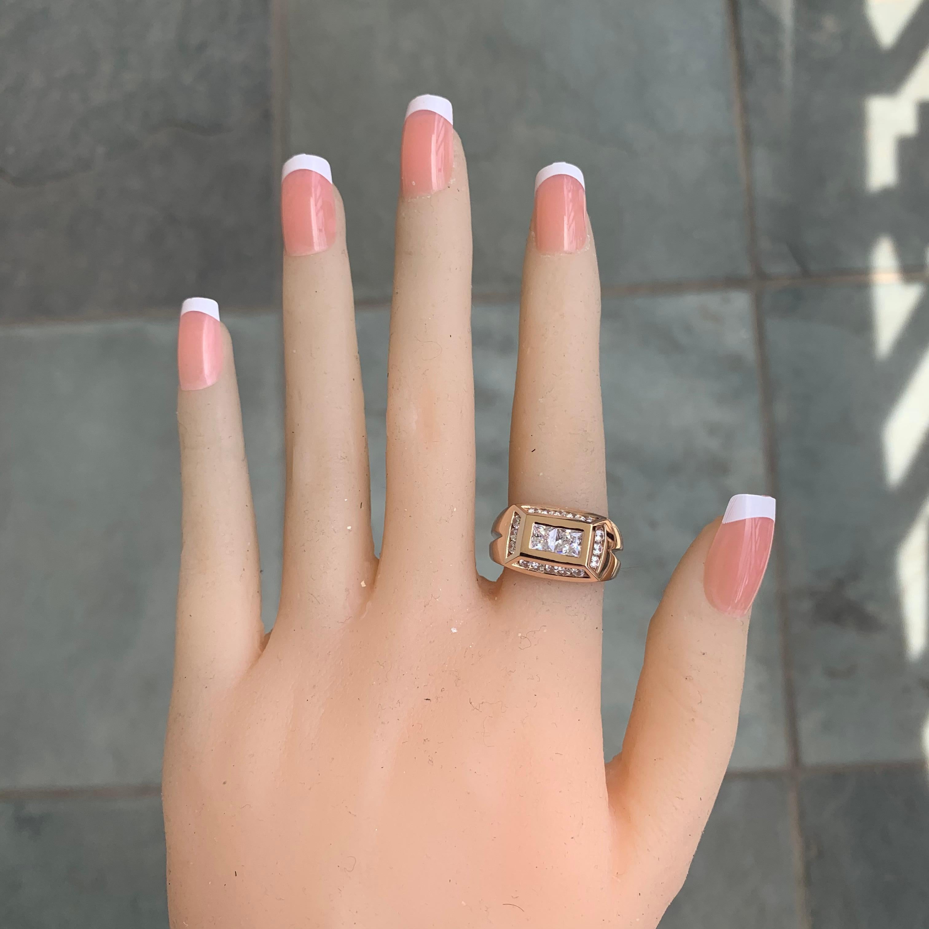 1,2 Karat TW Herren-Diamantring / Ehering / Band, 14 Karat Rose Gold Heavy (Retro) im Angebot