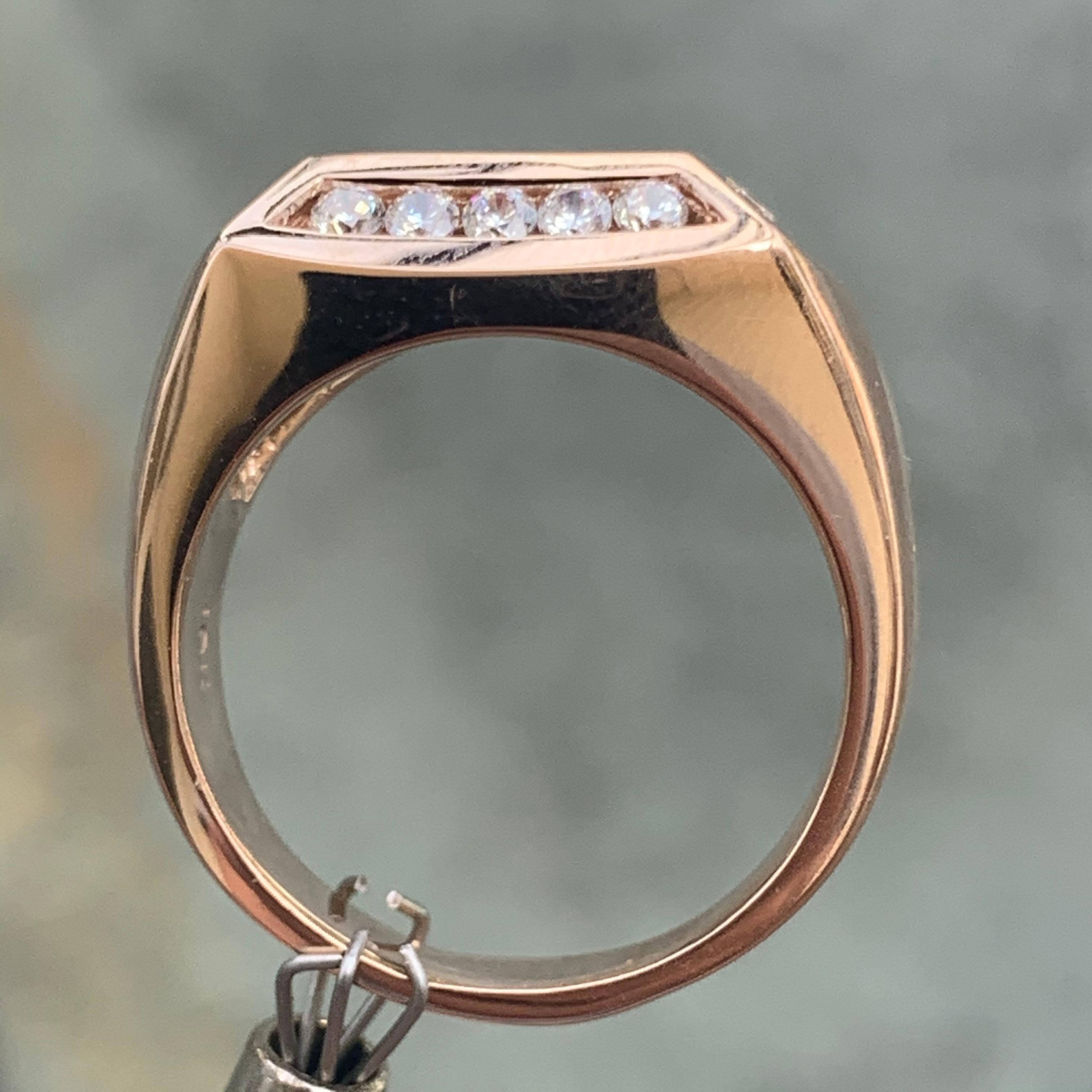 1,2 Karat TW Herren-Diamantring / Ehering / Band, 14 Karat Rose Gold Heavy im Zustand „Neu“ im Angebot in West Hollywood, CA