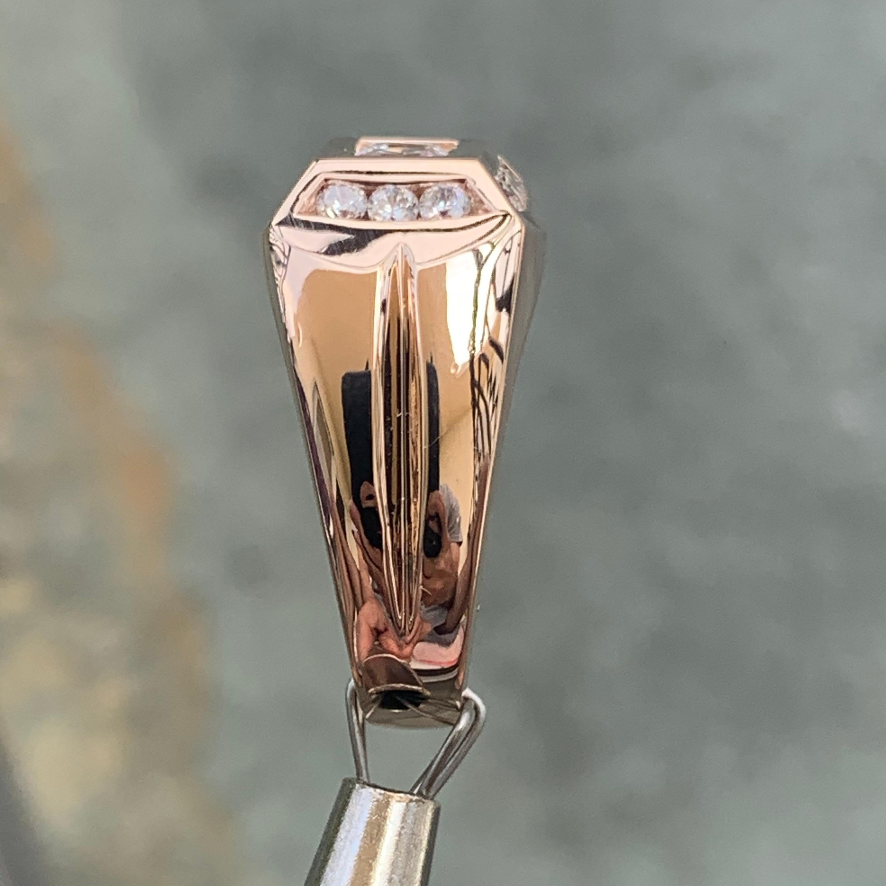 1,2 Karat TW Herren-Diamantring / Ehering / Band, 14 Karat Rose Gold Heavy Damen im Angebot