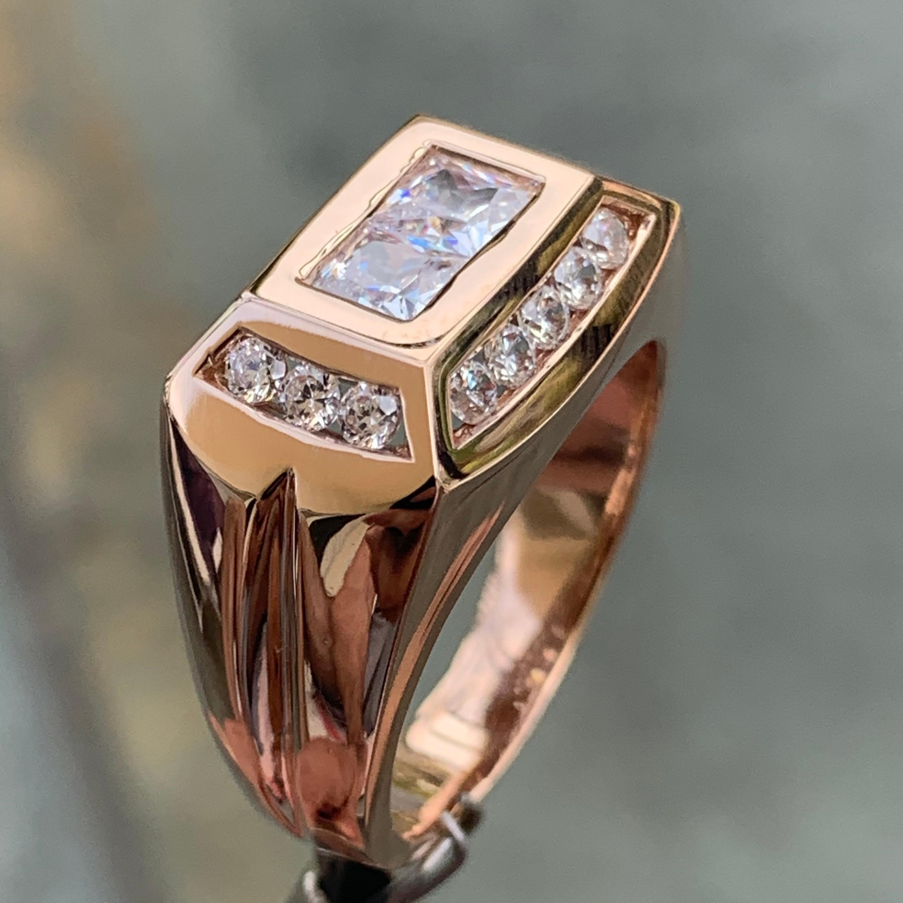 1,2 Karat TW Herren-Diamantring / Ehering / Band, 14 Karat Rose Gold Heavy im Angebot 1