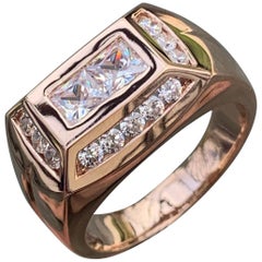 Retro 1.2 Carat TW Men's Diamond Ring / Wedding Ring / Band, 14 Karat Rose Gold Heavy