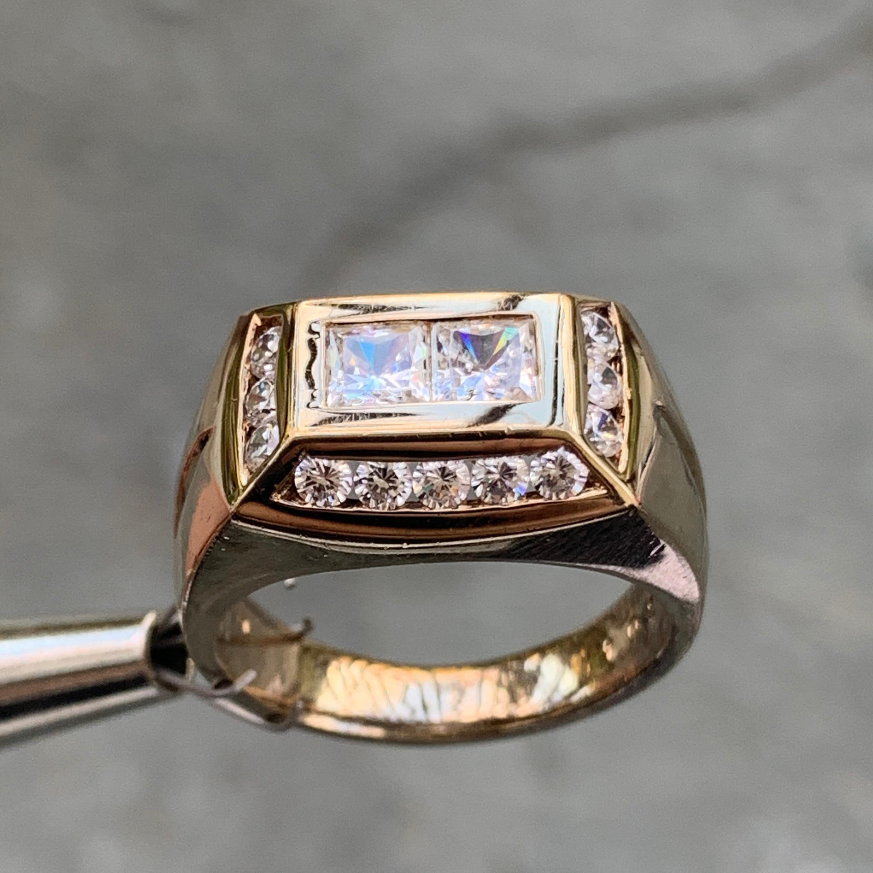 Retro 1.2 Carat TW Men's Diamond Ring / Wedding Ring / Band, 14 Karat Gold Heavy