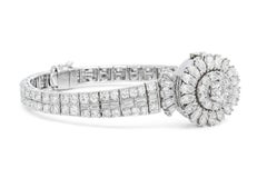 12 Carat Vintage Estate Hamilton Platinum Baguette Marquise Round Diamond Watch