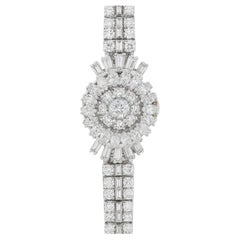 12 Carat Vintage Estate Hamilton Platinum Baguette Marquise Round Diamond Watch