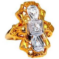.12 Carat Vintage Natural Diamond Ring 14 Karat Flat Crest Gilt