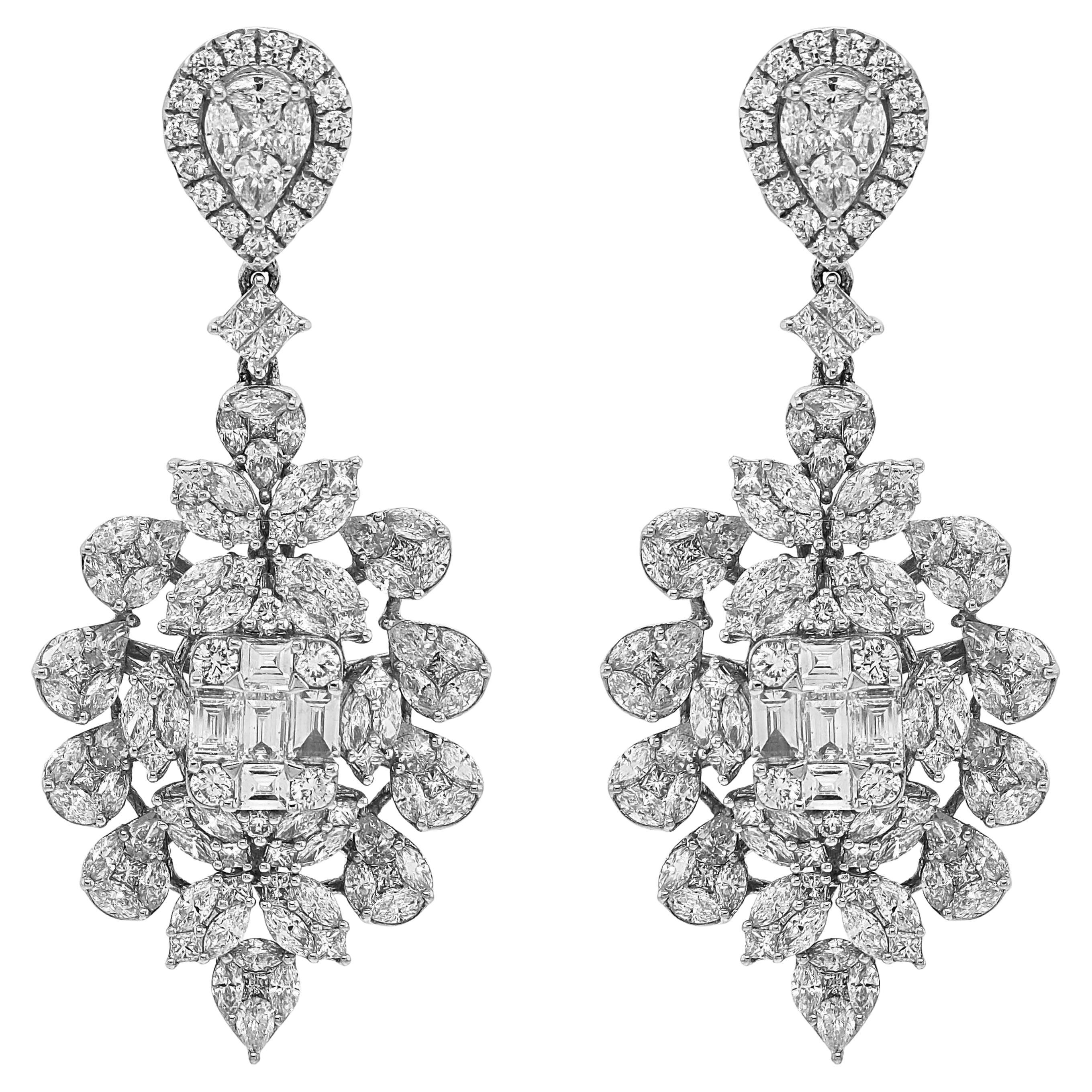 12 Carat White Diamond White Gold Earrings