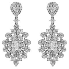12 Carat White Diamond White Gold Earrings