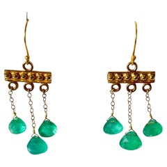 12 Carats Colombian Emerald Pendant Earrings 18 Karat Yellow Gold