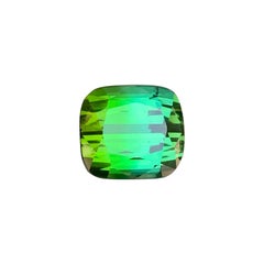 12 Carats Grass Green with Light Blue Shade Tourmaline Cushion Cut Gemstone 12mm