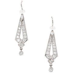1.2 Carats Moonstone and Diamond Earrings Set in Platinum