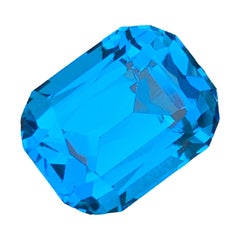 12 Carats Neon Electric Blue Topaz Rectangular Cushion Cut Faceted Gemstone