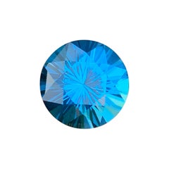 12 Carats Precision Round Shape Electric Blue Topaz Gemstone for Jewellery 14 mm