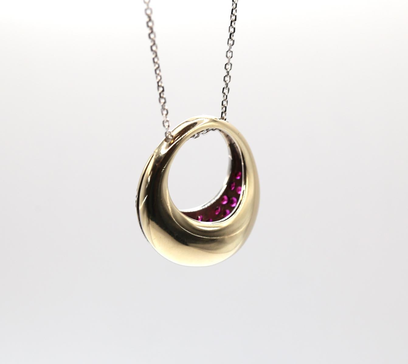 Pendentif bague transformable en chaîne en or 18 carats avec rubis de 1,2 carats, 1990 en vente 3