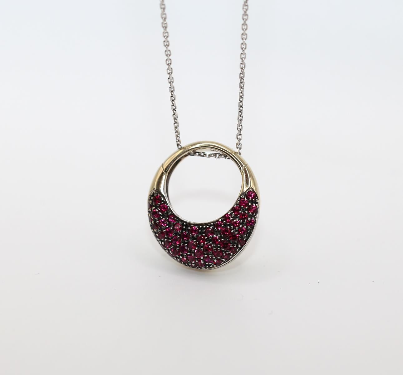 Pendentif bague transformable en chaîne en or 18 carats avec rubis de 1,2 carats, 1990 en vente 4