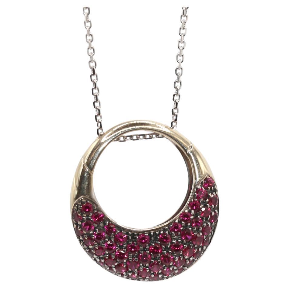 Taille ronde Pendentif bague transformable en chaîne en or 18 carats avec rubis de 1,2 carats, 1990 en vente