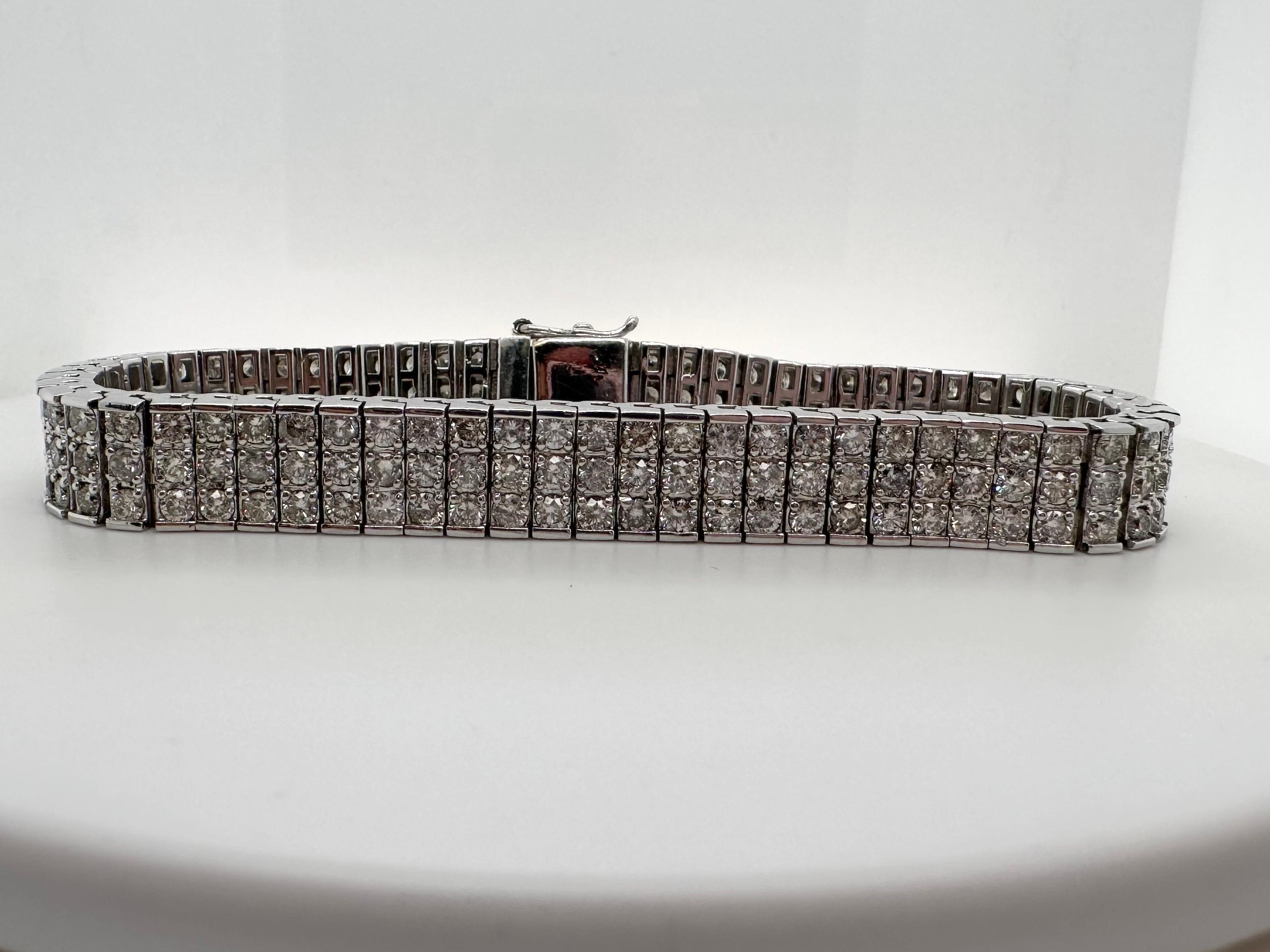 12 carats diamond bracelet-192 diamonds and 60 grams, diamonds are VS-SI clarity and F-G color, the bracelet is very comfortable with secure clasp, the handling time to ship the bracelet is 5-7 days depending on how long the certificate of