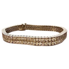 12 Carats Three Row Brilliant Cut Diamond Tennis Bracelet 14kt White Gold 7.3"