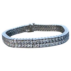 12 Carats Three Row Brilliant Cut Diamond Tennis Bracelet 14kt White Gold 7.3"
