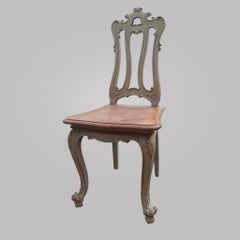 12 Carved Patinated Green Italian Louis XV Style Dining Room Chairs