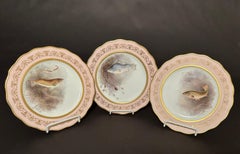 12 Cauldon England Painted Porcelain Fish Plates