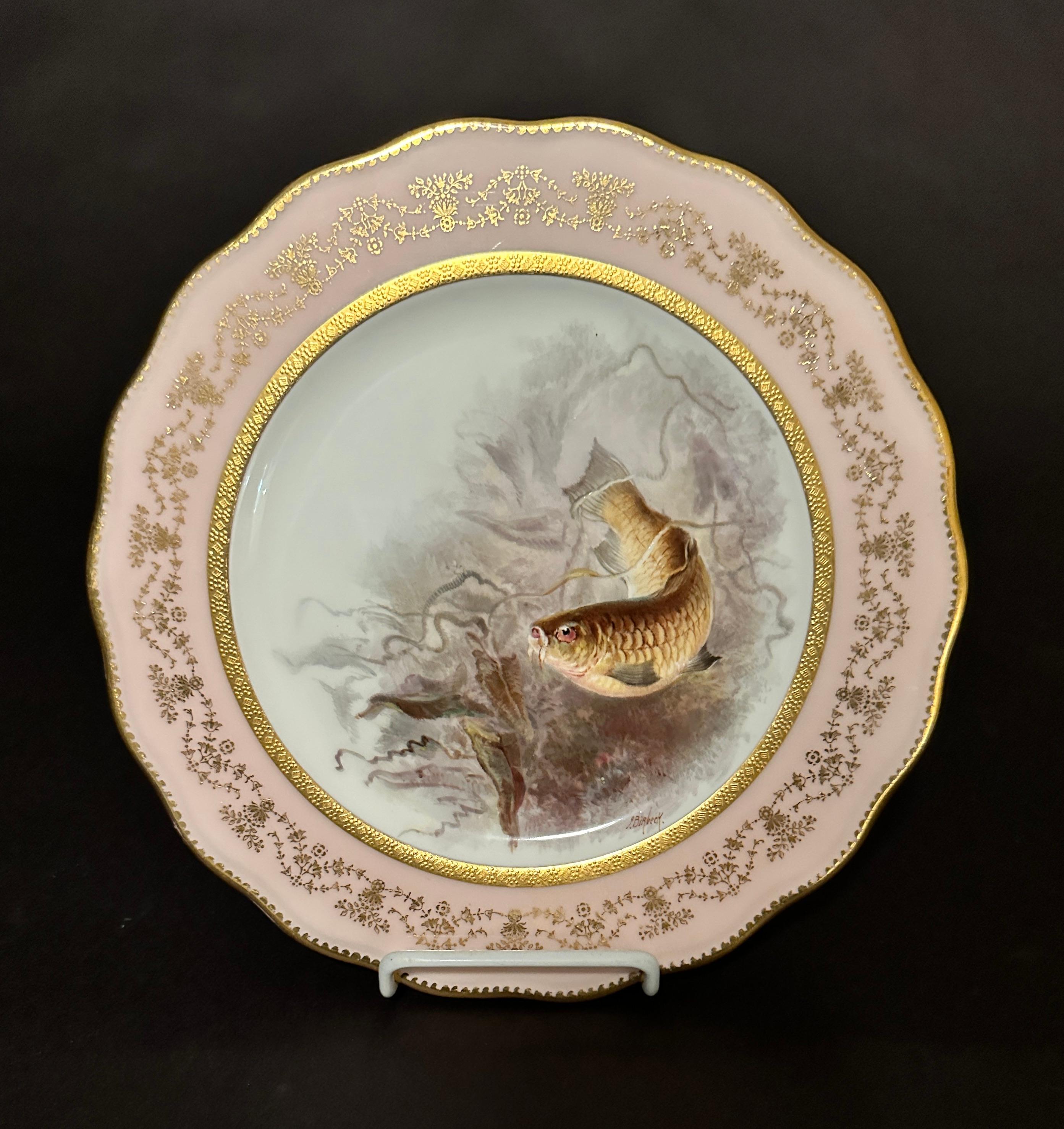 12 Platos de Pescado de Porcelana Pintada Cauldon England en venta 2