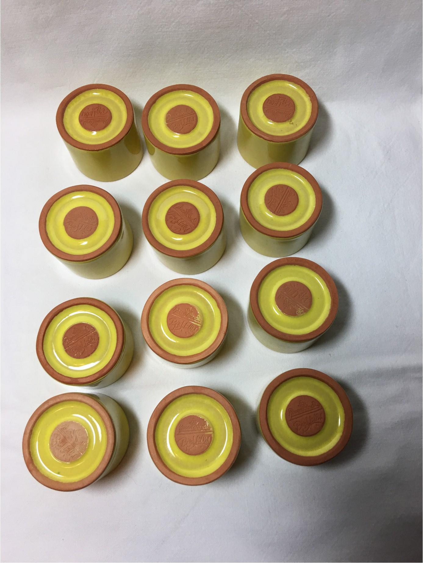 German 12 Ceramic Yellow Bijorn Wiinblad Egg Cups from the 1960's Rosenthal For Sale