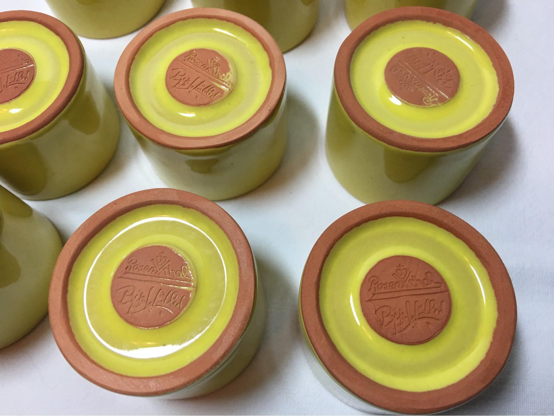 12 Ceramic Yellow Bijorn Wiinblad Egg Cups from the 1960's Rosenthal In Excellent Condition For Sale In Frisco, TX