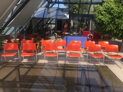 12 Chairs 40/4 by David Rowland for GF in Vintage Orange Lacquered Metal, 1973s