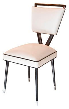 Pair of Chairs 60° in Leather and Wood, Italian