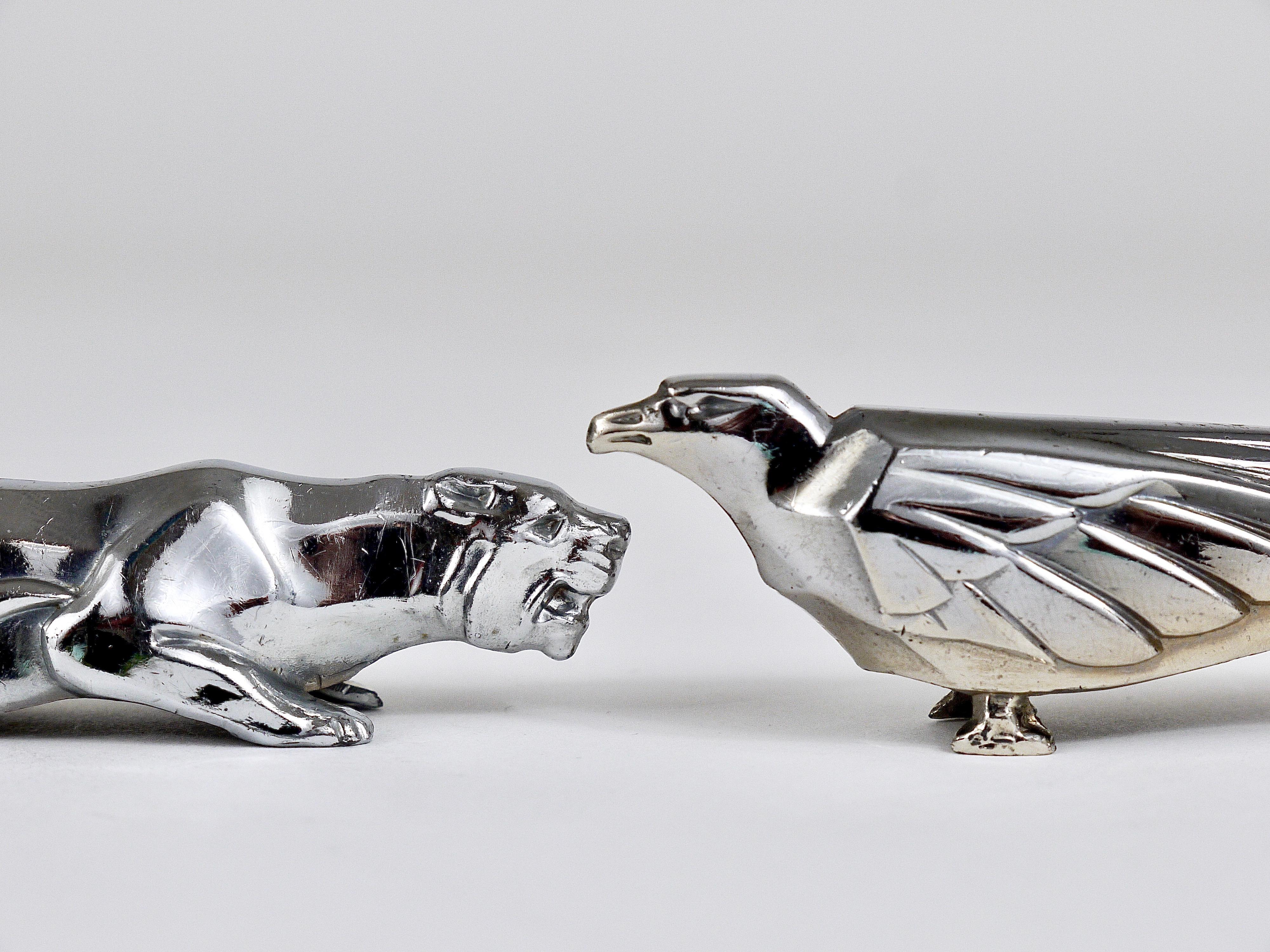 12 Charming Art Deco Animal Sculpture Nickel-Plated Knife Rests, France, 1930s 3