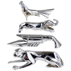 12 Charming Art Deco Animal Sculpture Nickel-Plated Knife Rests, France, 1930s