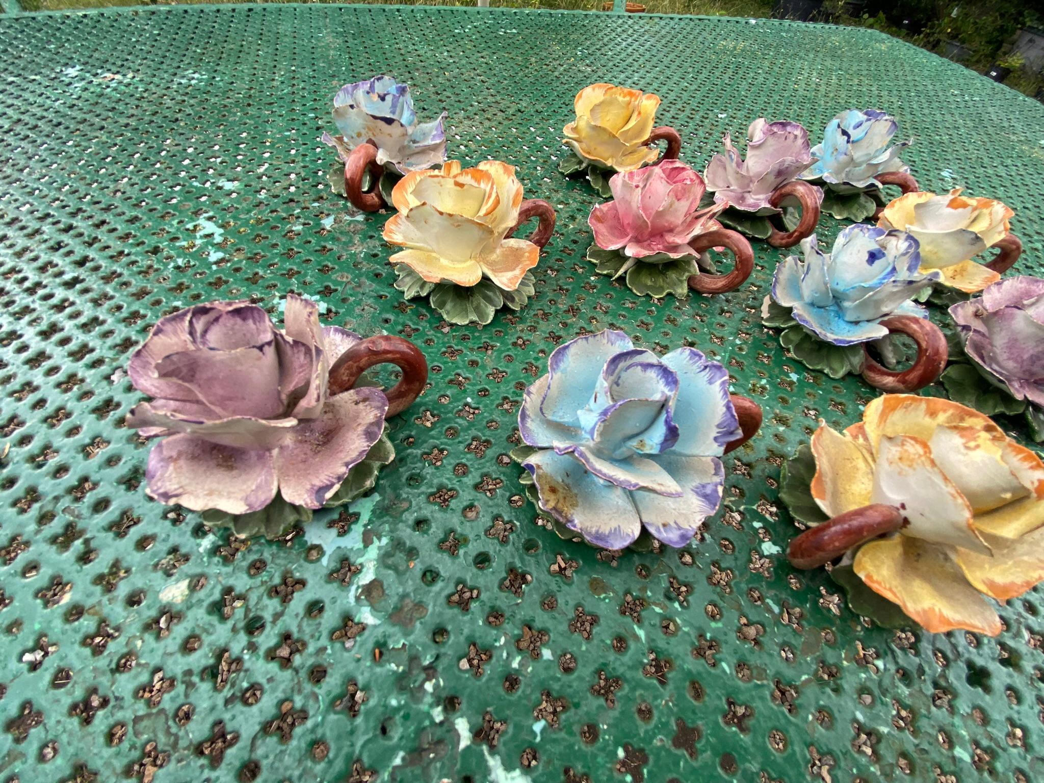 12 charming little ceramic candle holders circa 1950 Vallauris style  For Sale 2