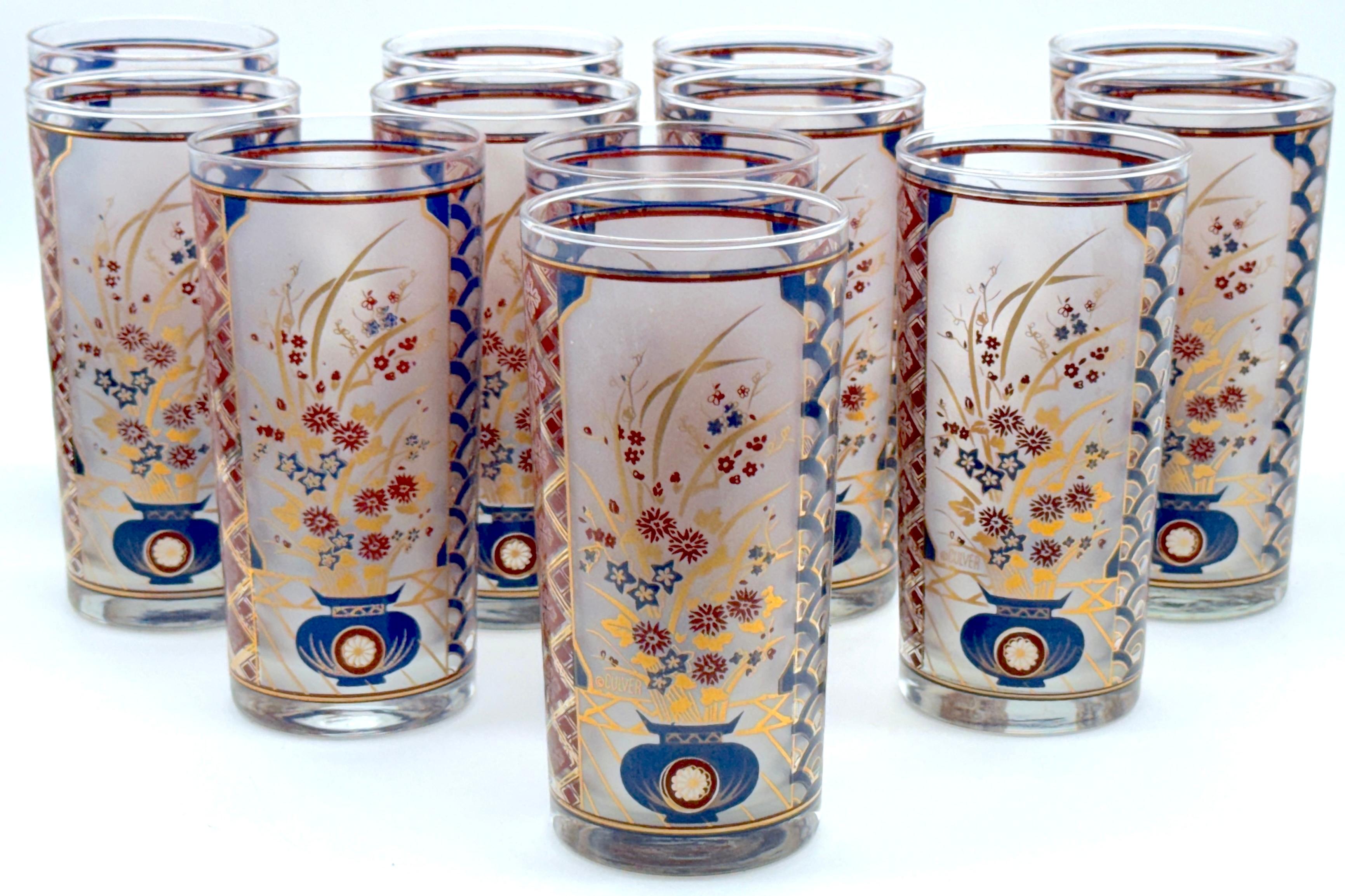 12 bicchieri Tom Collins/Tall Glasses di Culver con motivo 