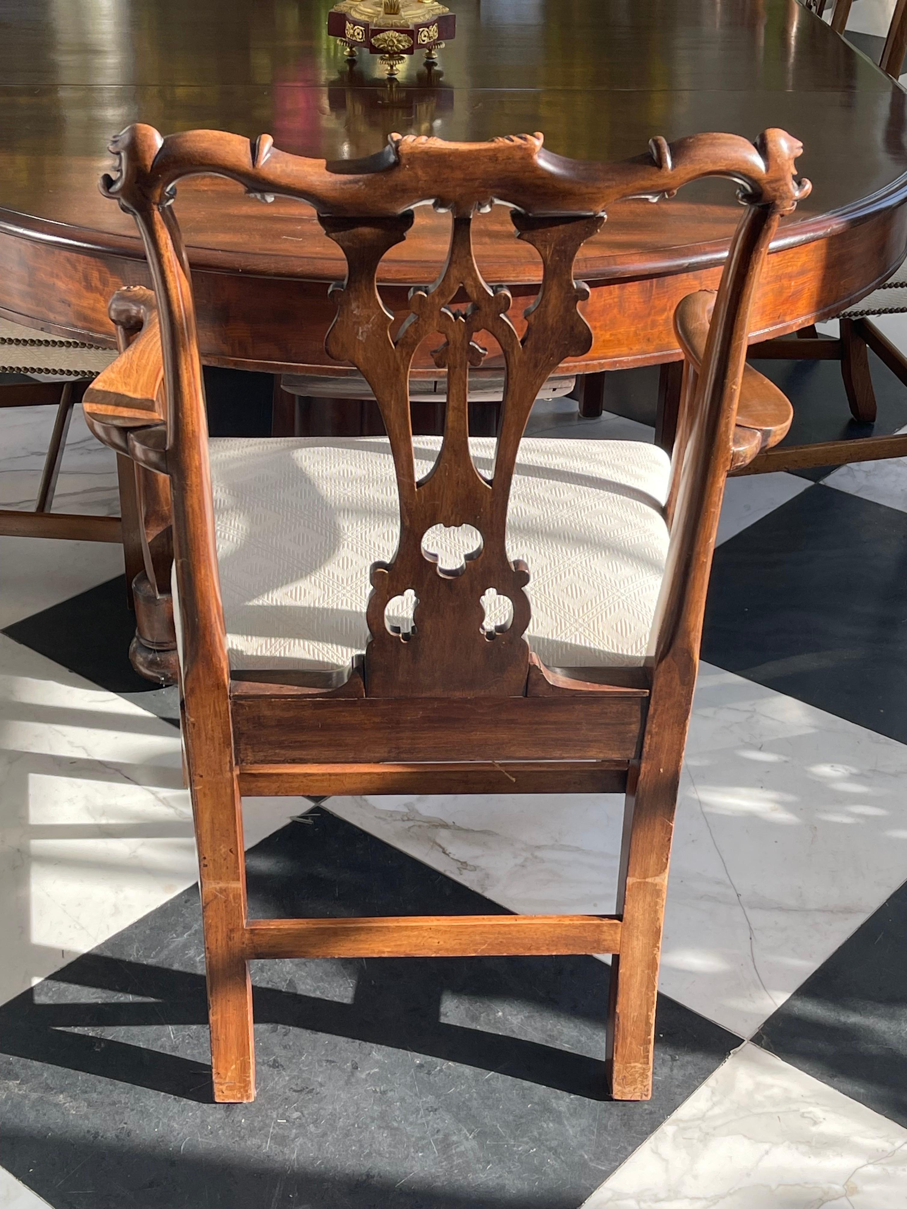 English 12 Chippendale Dining Chairs