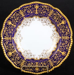 12 Coalport "Worlds Fair of 1893" Cobalt Blue Soup Plates