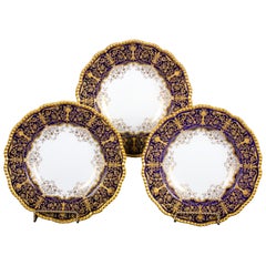12 Coalport "Worlds Fair of 1893" Cobalt Blue Soup Plates
