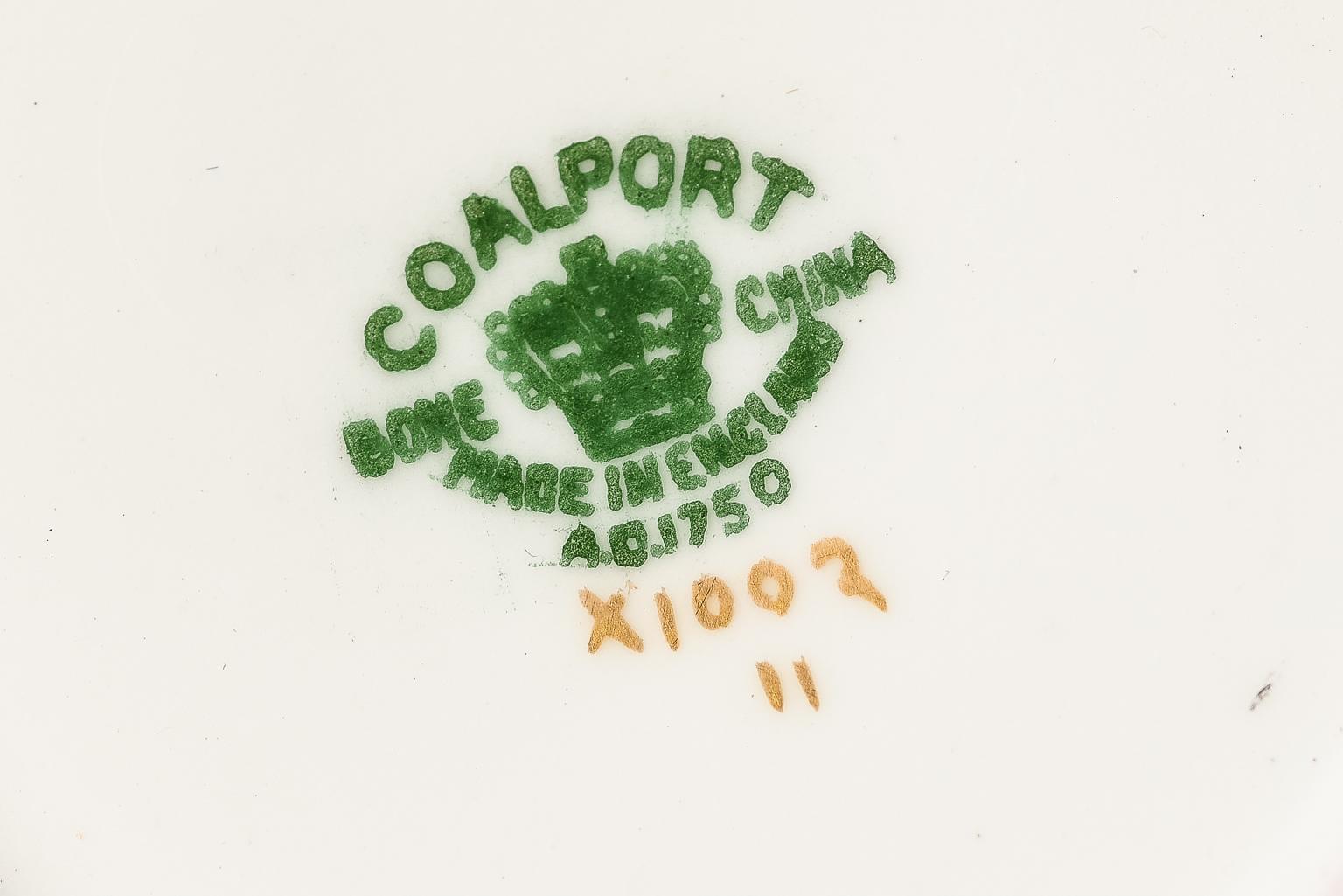 12 Coalport England Tassen & 12 Untertassen, 24 Pieces Green Hand Painted Florals  im Angebot 1