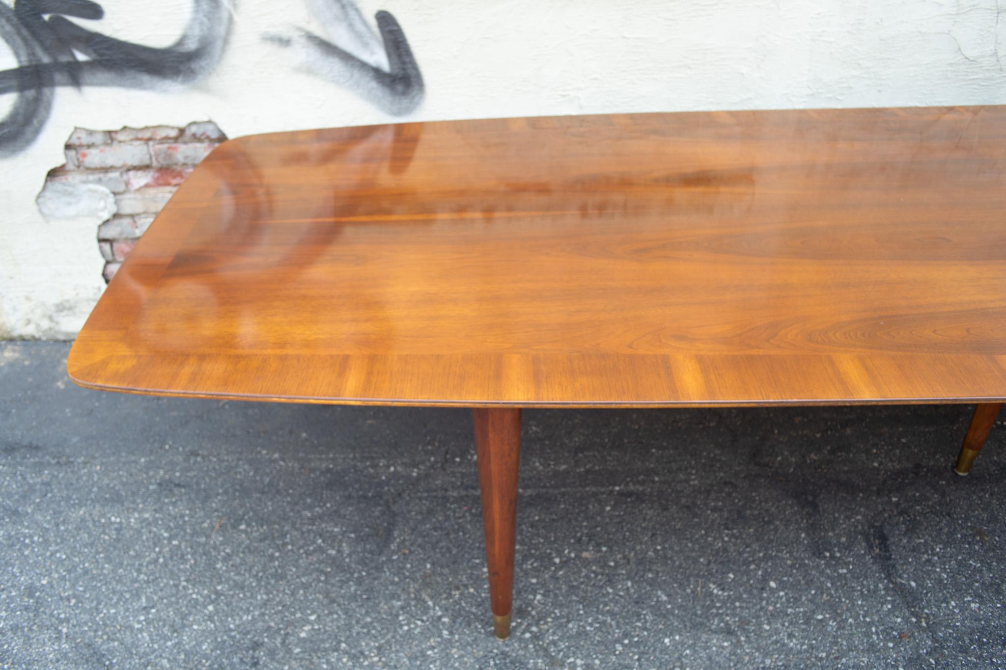 12' Conference or Dining Table by Standard Furniture Company in Walnut & Brass 6