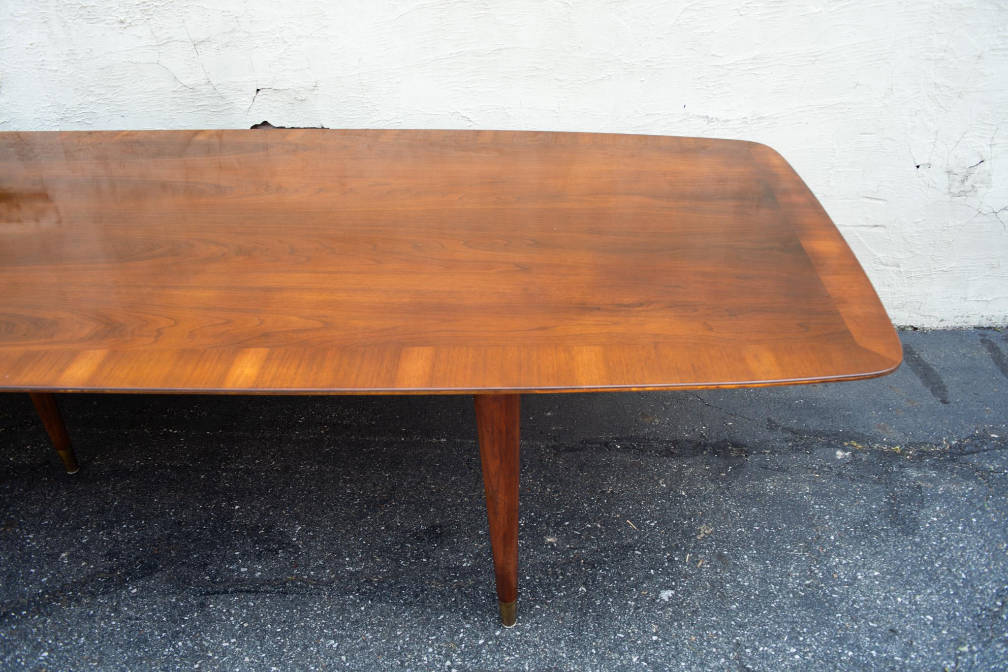 12' Conference or Dining Table by Standard Furniture Company in Walnut & Brass 7