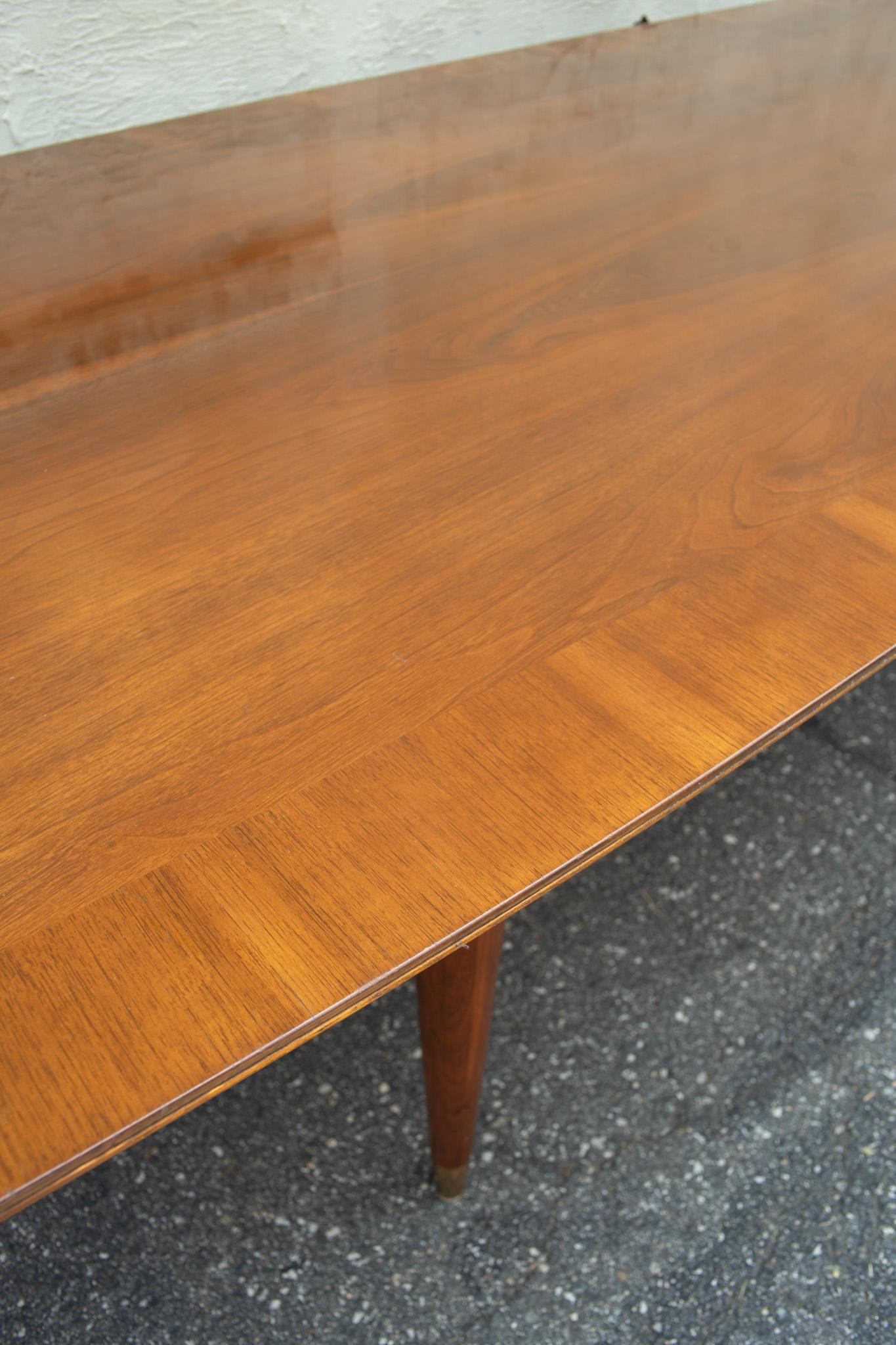 12' Conference or Dining Table by Standard Furniture Company in Walnut & Brass 9