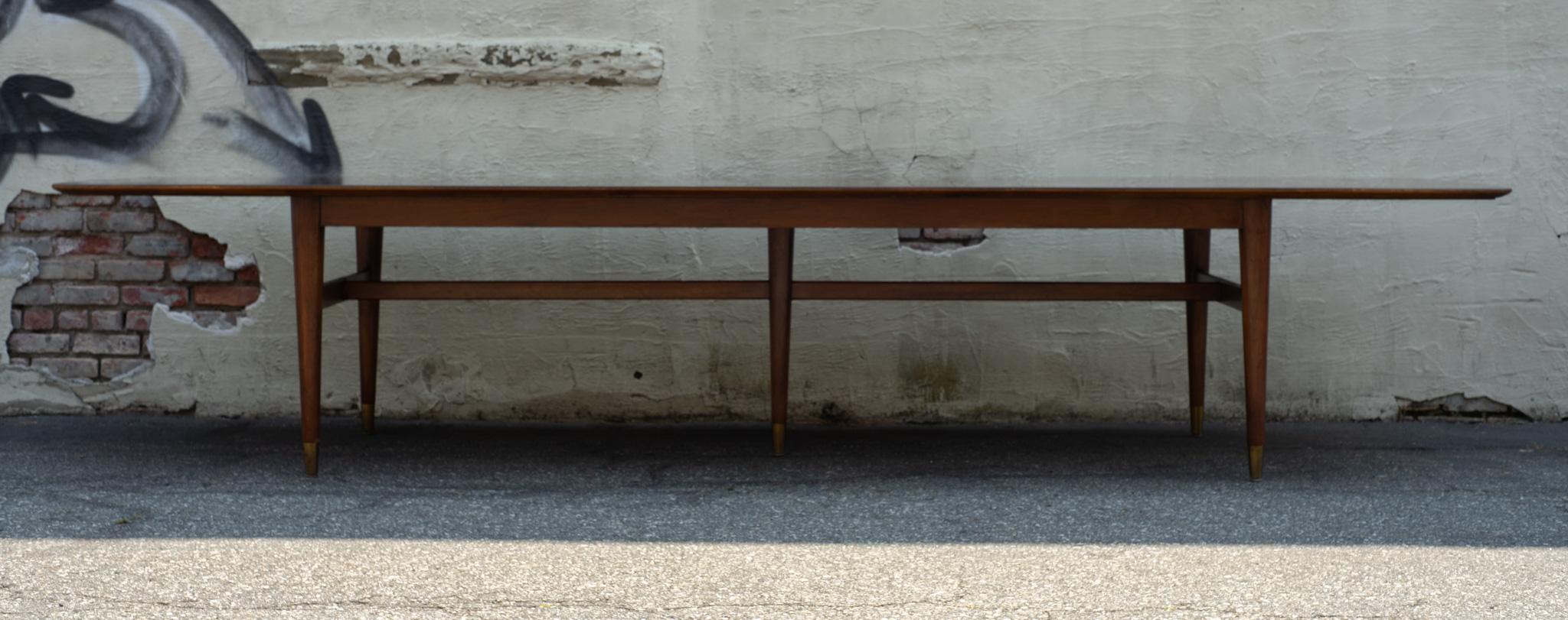 Mid-Century Modern 12' Conference or Dining Table by Standard Furniture Company in Walnut & Brass