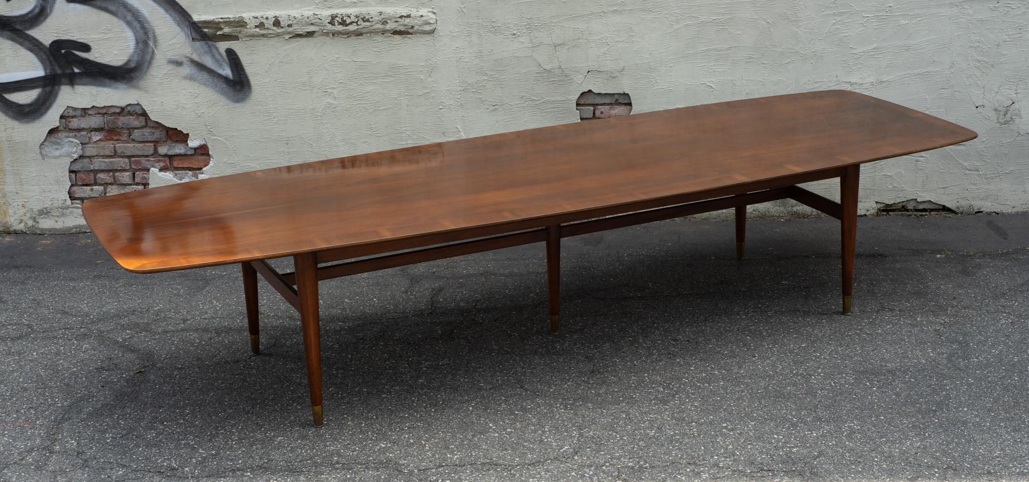 American 12' Conference or Dining Table by Standard Furniture Company in Walnut & Brass