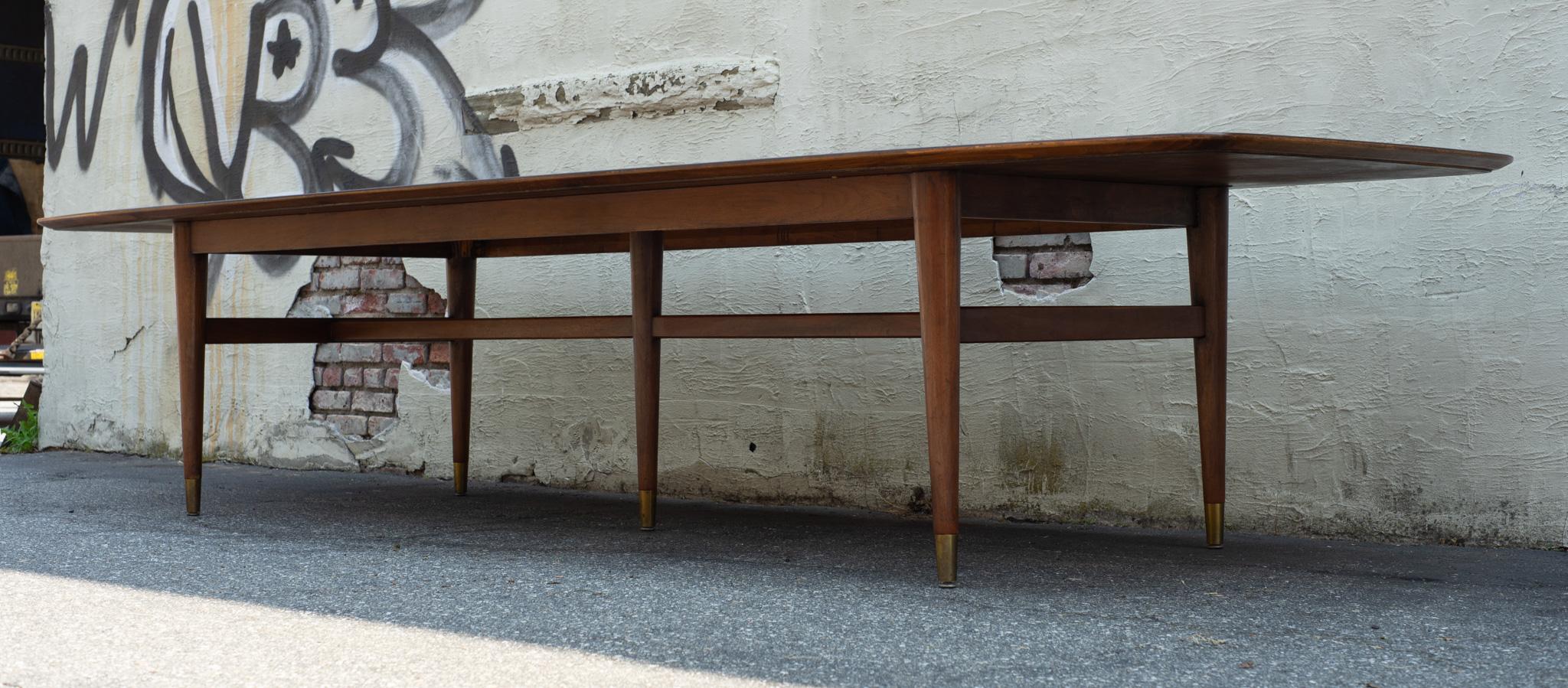 Mid-20th Century 12' Conference or Dining Table by Standard Furniture Company in Walnut & Brass