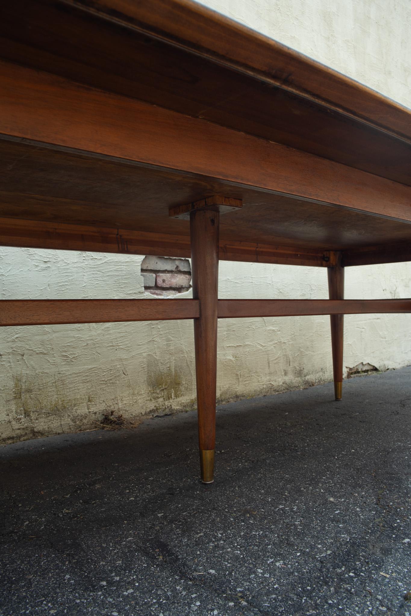 Metal 12' Conference or Dining Table by Standard Furniture Company in Walnut & Brass